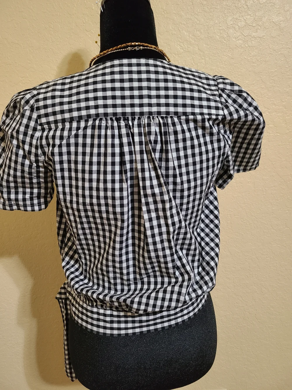Madewell Black & White Gingham Wrap-Style Women’s Top Xxs